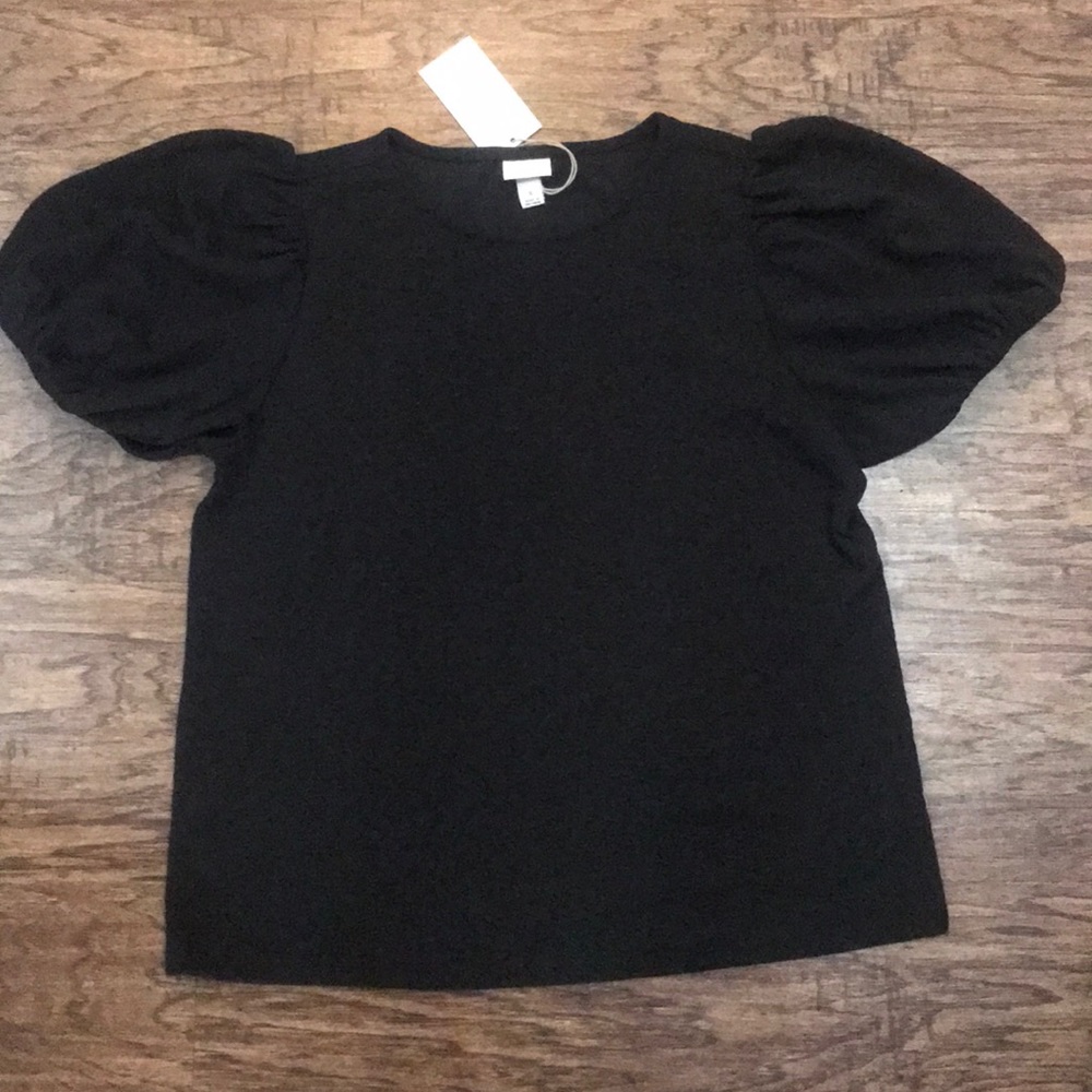 Black Puffy Sleeve Blouse